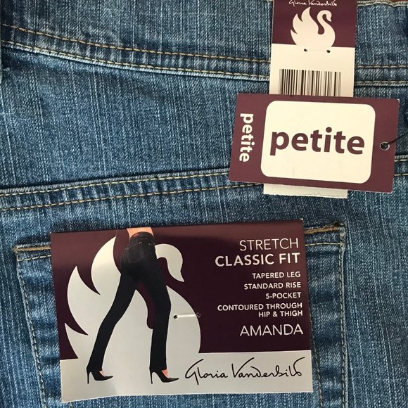 Gloria Vanderbilt Amanda Jeans Pants Women Petite NWT Sz 14 Petit 14P - Picture 6 of 6
